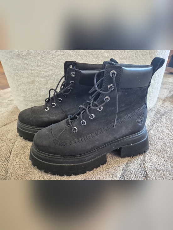 Timberland Shoes - Timberland Black Suede Lug Platform Lace-Up Boots